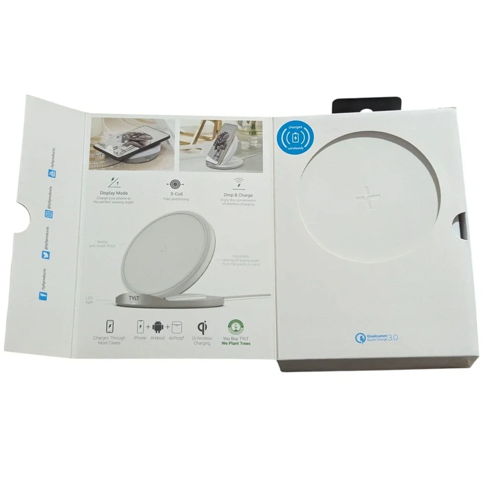 Bb-N TYLT‎ Crest Convertible Fast Wireless Charger 10W From Pad To Stand, White